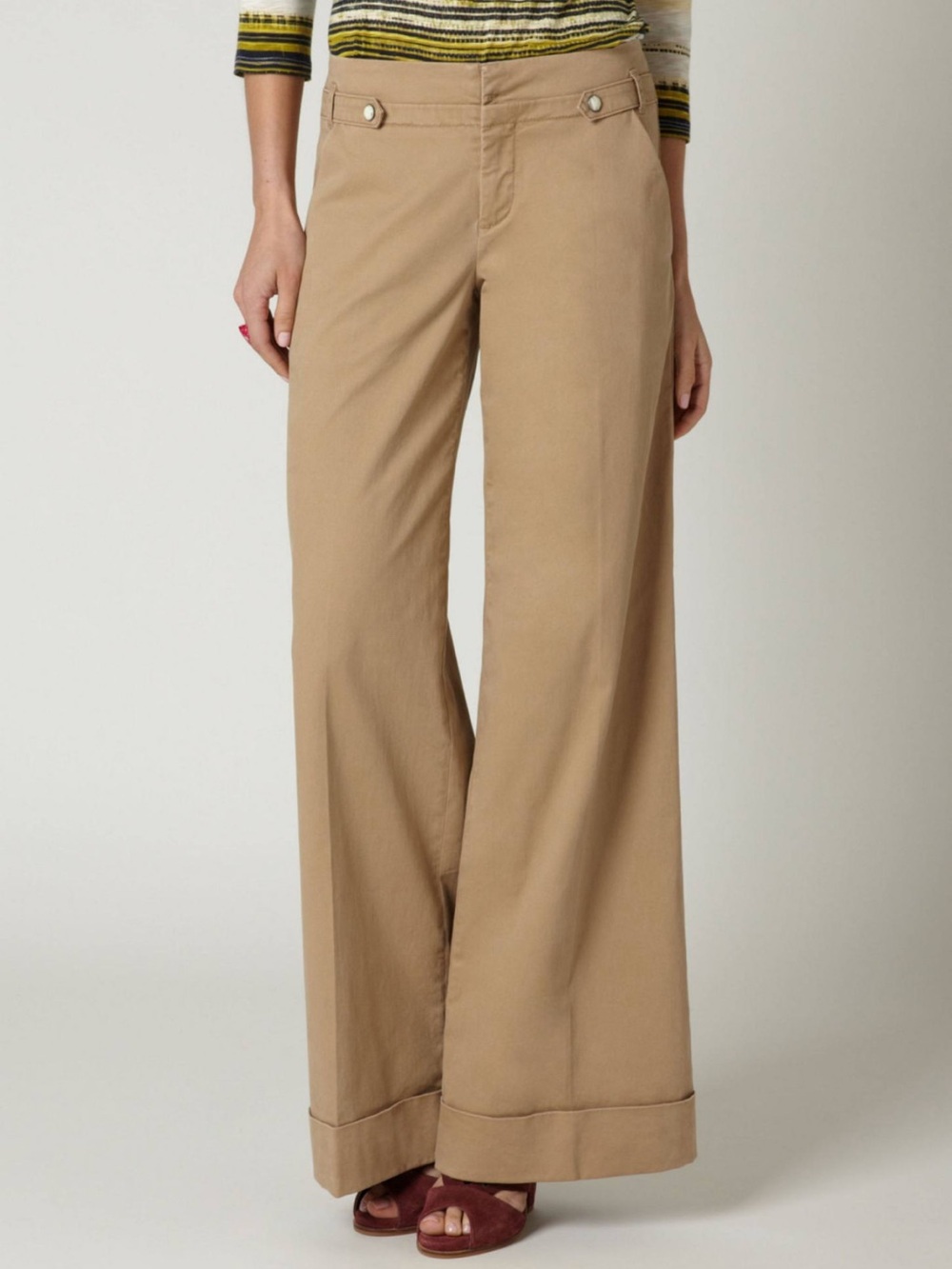 Anthropologie Cartonnier Lace-Up Continuum Wide Leg Pants Tan Size 0